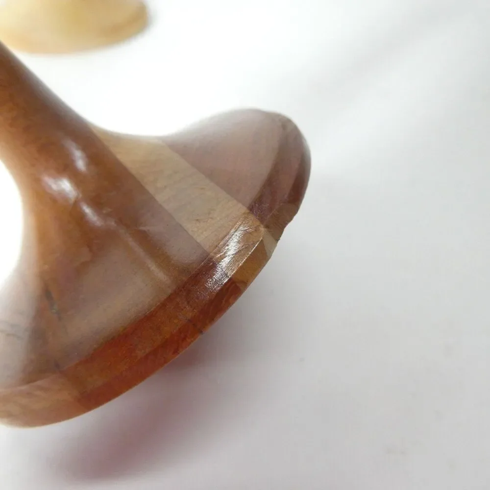 3 Turned Wood Stem Martini Glasses Signed Handmade Wooden